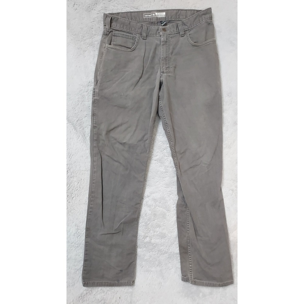 Carhartt Pants Mens 34x32 Rugged Flex Relaxed Fit Canvas Work Pants Grunge Gray